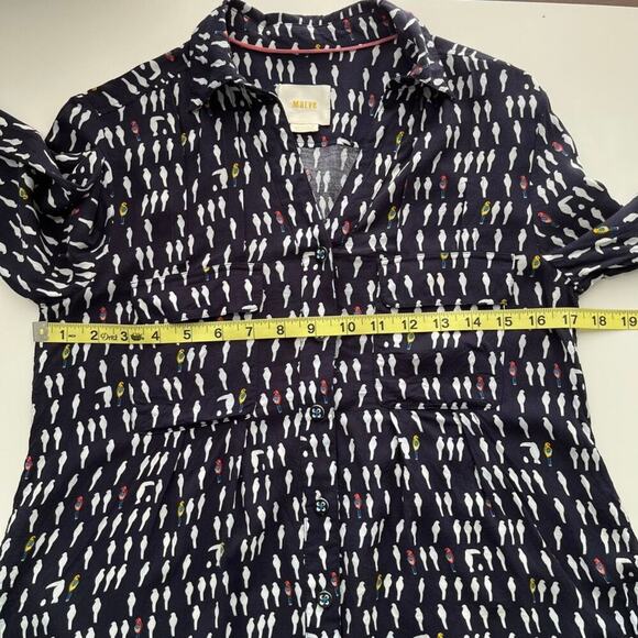 Anthropologie Maeve Wynwood Parrot BIrd Button Down Blouse Womens 0 - Picture 11 of 12